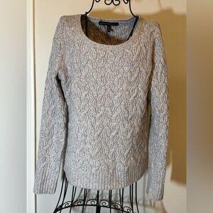 White House Black Market Light Gray Cable Knit Sweater